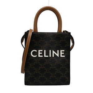 Celine Mini Vertical Cabas Tote Bag 194372BZK.04LU Triomphe Canvas Calf Skin